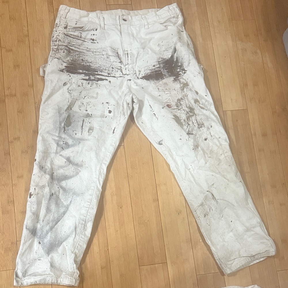 Dickies White Workwear Pants with Paint Marks